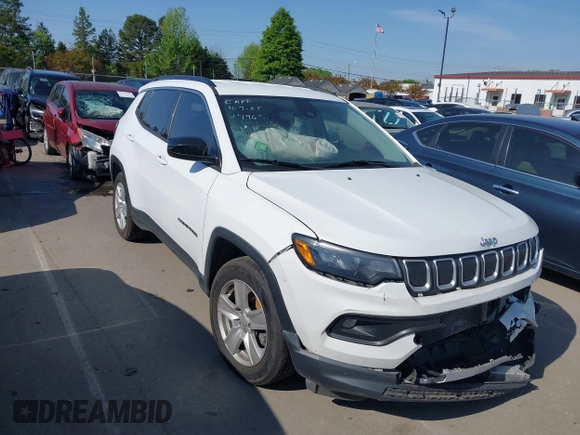 2022 Jeep Compass Latitude with VIN 3C4NJCBB1NT137963, listed as a IAAI auction lot 42027669 with 46,324 mi miles and . Bid and sale history available at DreamBid. Image 1.