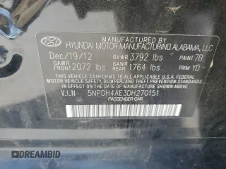 2013 Hyundai Elantra GLS with VIN 5NPDH4AE3DH270151, listed as a Copart auction lot 64808375 with 129,193 mi miles and Clean title. Bid and sale history available at DreamBid. Image 12.