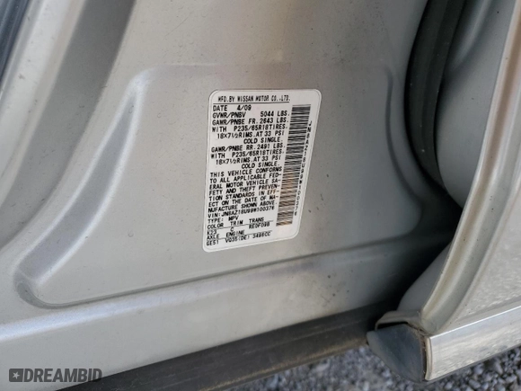 2009 Nissan Murano S with VIN JN8AZ18U99W100376, listed as a Copart auction lot 48118475 with 144,923 mi miles and Salvage Title. Bid and sale history available at carsss.com. Image 13.