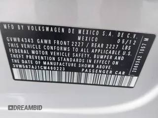 2012 Volkswagen Jetta GLI Autobahn z VIN 3VW567AJ1CM460223, wystawiony jako IAAI lot #41712037 z przebiegiem 132 172 mil mil oraz . Historia ofert i sprzedaży dostępna na DreamBid. Obrazek 9.