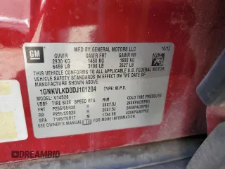 2013 Chevrolet Traverse LTZ z VIN 1GNKVLKD0DJ101204, wystawiony jako Copart lot #46361955 z przebiegiem 187 287 mil mil oraz Szkoda całkowita • Salvage title. Historia ofert i sprzedaży dostępna na DreamBid. Obrazek 13.