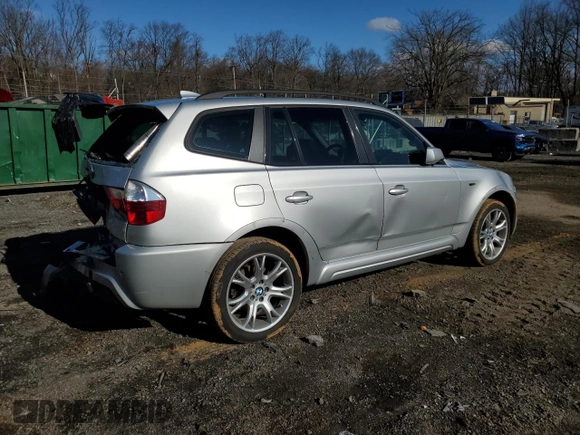 2008 BMW X3 3.0si with VIN WBXPC93448WJ20078, listed as a Copart auction lot 46501855 with 143,308 mi miles and Salvage Title. Bid and sale history available at DreamBid. Image 3.