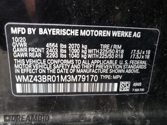 2021 MINI Countryman Cooper with VIN WMZ43BR01M3M79170, listed as a Copart auction lot 52717035 with 88,073 mi miles and Salvage title. Bid and sale history available at DreamBid. Image 12.