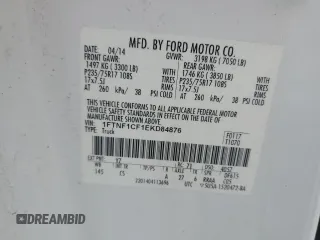 2014 Ford F-150 XL with VIN 1FTNF1CF1EKD84876, listed as a Copart auction lot 43912845 with 107,016 mi miles and Salvage title. Bid and sale history available at DreamBid. Image 12.