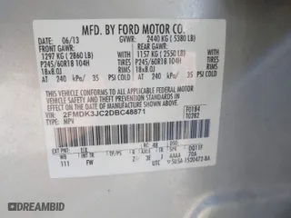 2013 Ford Edge SEL with VIN 2FMDK3JC2DBC48871, listed as a IAAI auction lot 41732409 with 139,153 mi miles. Bid and sale history available at carsss.com. Image 9.
