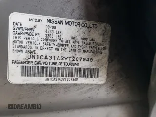 2000 Nissan Maxima GXE z VIN JN1CA31A3YT207949, wystawiony jako Copart lot #54373955 z przebiegiem 350 202 mil mil oraz Szkoda całkowita • Salvage title. Historia ofert i sprzedaży dostępna na DreamBid. Obrazek 12.