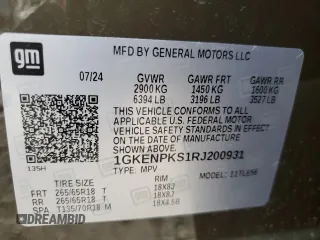 2024 GMC Acadia AWD AT4 z VIN 1GKENPKS1RJ200931, wystawiony jako Copart lot #53707665 z przebiegiem 5874 mil mil oraz Tytuł czysty. Historia ofert i sprzedaży dostępna na DreamBid. Obrazek 13.