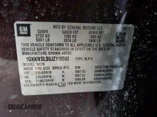 2018 GMC Acadia SLE z VIN 1GKKNSLS8JZ118592, wystawiony jako Copart lot #46140045 z przebiegiem 164 320 mil mil oraz Szkoda całkowita • Salvage title. Historia ofert i sprzedaży dostępna na DreamBid. Obrazek 15.
