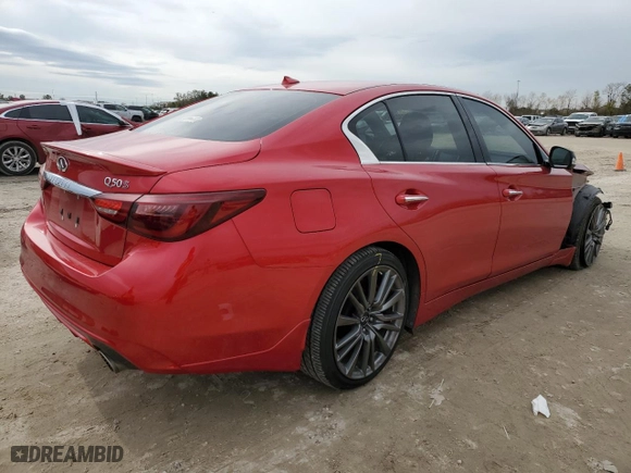 2020 Infiniti Q50 RED SPORT 400 with VIN JN1FV7AP4LM630619, listed as a Copart auction lot 89322685 with NaN miles and Salvage Title. Bid and sale history available at carsss.com. Image 3.