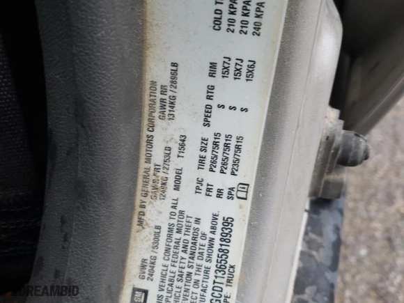 2005 Chevrolet Colorado 1SC LS Z85 with VIN 1GCDT136558189395, listed as a Copart auction lot 47774525 with 168,215 mi miles and Salvage Title. Bid and sale history available at carsss.com. Image 12.