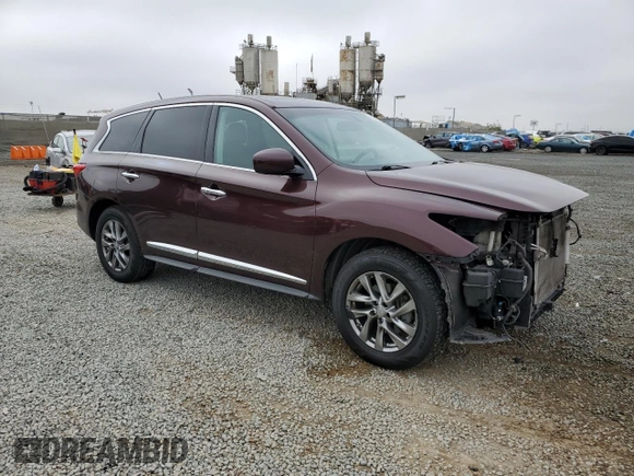 2013 Infiniti JX35 with VIN 5N1AL0MM7DC315533, listed as a Copart auction lot 56248185 with 136,981 mi miles and Salvage Title. Bid and sale history available at DreamBid. Image 4.