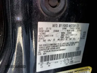 2010 Ford Expedition EL Limited with VIN 1FMJK1K5XAEB69861, listed as a Copart auction lot 77339984 with Not Provided miles and Salvage Title. Bid and sale history available at carsss.com. Image 14.
