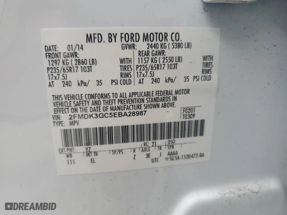 2014 Ford Edge SE with VIN 2FMDK3GC5EBA28987, listed as a Copart auction lot 49314845 with 146,518 mi miles and Clean Title. Bid and sale history available at carsss.com. Image 13.