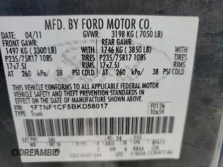 2011 Ford F-150 XL with VIN 1FTNF1CF5BKD58017, listed as a Copart auction lot 60676535 with 149,280 mi miles and Clean title. Bid and sale history available at DreamBid. Image 12.