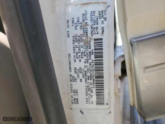 2000 Toyota 4Runner Limited with VIN JT3HN87R1Y0276159, listed as a Copart auction lot 46527995 with 325,867 mi miles and Salvage Title. Bid and sale history available at carsss.com. Image 16.