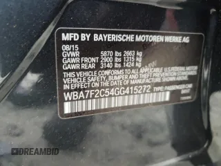 2016 BMW 7 Series 750i xDrive with VIN WBA7F2C54GG415272, listed as a Copart auction lot 86573664 with Not provided miles and Salvage title. Bid and sale history available at DreamBid. Image 12.