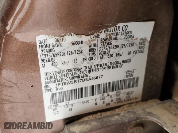 2011 Ford F-350 XL with VIN 1FT8W3BT7BEA56677, listed as a Copart auction lot 87897365 with Not Provided miles and Salvage Title. Bid and sale history available at DreamBid. Image 15.