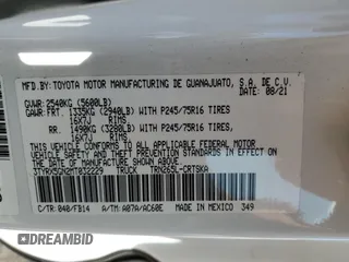 2021 Toyota Tacoma SR with VIN 3TYRX5GN2MT032229, listed as a Copart auction lot 59392875 with 28,281 mi miles and Salvage title. Bid and sale history available at DreamBid. Image 13.