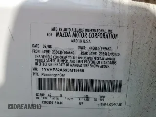 2009 Mazda 6 i Touring with VIN 1YVHP82A695M19368, listed as a Copart auction lot 59011025 with 208,487 mi miles and Salvage title. Bid and sale history available at DreamBid. Image 12.