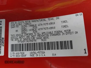 2016 Toyota Tundra 4WD Truck SR5 with VIN 5TFDW5F19GX550795, listed as a IAAI auction lot 41894023 with 174,637 mi miles. Bid and sale history available at carsss.com. Image 9.