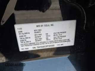 2023 Tesla Model Y Long Range with VIN 7SAYGAEE3PF925928, listed as a IAAI auction lot 41753910 with Not provided miles and . Bid and sale history available at DreamBid. Image 9.
