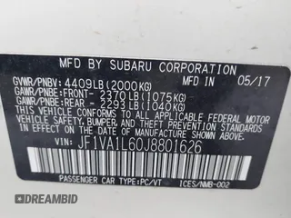 2018 Subaru WRX Limited with VIN JF1VA1L60J8801626, listed as a IAAI auction lot 42018146 with 72,141 mi miles and . Bid and sale history available at DreamBid. Image 9.