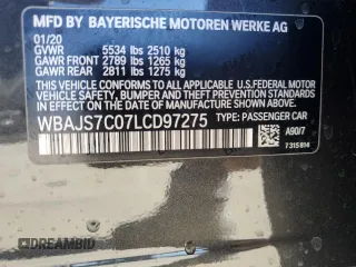 2020 BMW 5 Series M550i xDrive with VIN WBAJS7C07LCD97275, listed as a Copart auction lot 85764434 with Not provided miles and Clean title. Bid and sale history available at DreamBid. Image 13.