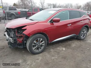 2016 Nissan Murano S with VIN 5N1AZ2MG0GN148039, listed as a IAAI auction lot 41483393 with 107,806 mi miles. Bid and sale history available at carsss.com. Image 2.
