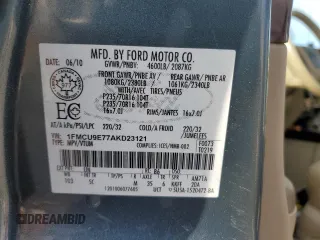 2010 Ford Escape Limited with VIN 1FMCU9E77AKD23121, listed as a Copart auction lot 50243295 with Not provided miles and Salvage title. Bid and sale history available at DreamBid. Image 13.
