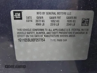 2014 Chevrolet Malibu LT with VIN 1G11E5SL8EF257754, listed as a IAAI auction lot 41208509 with 100,877 mi miles and . Bid and sale history available at DreamBid. Image 9.