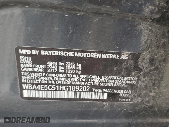2017 BMW 4 Series 440i xDrive with VIN WBA4E5C51HG189202, listed as a Copart auction lot 50088075 with 0 mi miles and Clean Title. Bid and sale history available at carsss.com. Image 12.