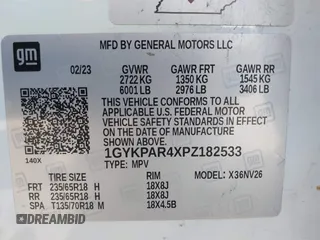 2023 Cadillac XT6 FWD Luxury z VIN 1GYKPAR4XPZ182533, wystawiony jako IAAI lot #42078937 z przebiegiem 31 248 mil mil oraz . Historia ofert i sprzedaży dostępna na DreamBid. Obrazek 9.