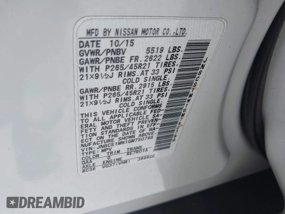 2016 Infiniti QX70 with VIN JN8CS1MW1GM750798, listed as a IAAI auction lot 42519800 with 139,940 mi miles and . Bid and sale history available at DreamBid. Image 9.