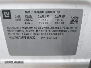 2015 Buick LaCrosse Leather with VIN 1G4GB5G36FF182472, listed as a IAAI auction lot 41938997 with 86,955 mi miles. Bid and sale history available at carsss.com. Image 9.