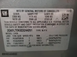 2012 GMC Terrain SLE-2 with VIN 2GKFLTEK0C6244261, listed as a Copart auction lot 50334635 with 81,647 mi miles and Salvage Title. Bid and sale history available at carsss.com. Image 14.