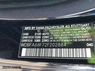 2002 Mercedes-Benz SL-Class with VIN WDBFA68F72F202884, listed as a IAAI auction lot 41473512 with 184,456 mi miles. Bid and sale history available at carsss.com. Image 9.