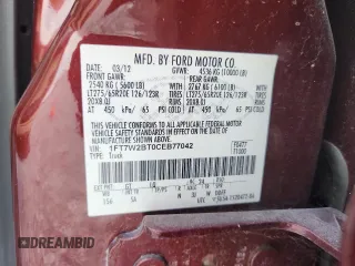 2012 Ford F-250 XL z VIN 1FT7W2BT0CEB77042, wystawiony jako Copart lot #57882195 z przebiegiem 141 574 mil mil oraz Szkoda całkowita • Salvage title. Historia ofert i sprzedaży dostępna na DreamBid. Obrazek 12.