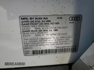 2021 Audi SQ5 Prestige with VIN WA1C4AFY4M2042115, listed as a Copart auction lot 49074035 with 41,302 mi miles and Salvage title. Bid and sale history available at DreamBid. Image 13.