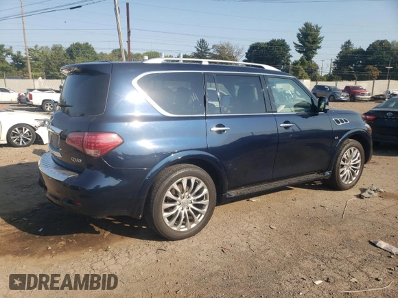 2015 Infiniti QX80 with VIN JN8AZ2NCXF9370986, listed as a Copart auction lot 69823484 with 172,144 mi miles and Salvage Title. Bid and sale history available at carsss.com. Image 3.