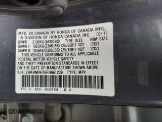 2015 Honda CR-V EX-L with VIN 2HKRM4H76FH661239, listed as a Copart auction lot 51738454 with 117,141 mi miles and Salvage Title. Bid and sale history available at carsss.com. Image 12.