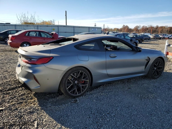 2023 BMW M8 Competition with VIN WBSAE0C09PCM48868, listed as a Copart auction lot 77753414 with 0 mi miles and Salvage Title. Bid and sale history available at carsss.com. Image 3.