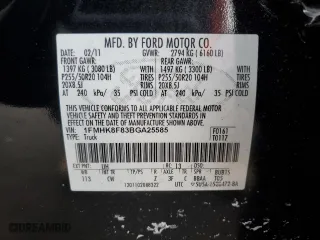 2011 Ford Explorer Limited with VIN 1FMHK8F83BGA25585, listed as a Copart auction lot 86271224 with 164,134 mi miles and Salvage Title. Bid and sale history available at carsss.com. Image 13.