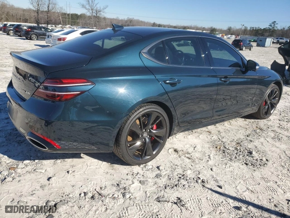 2022 Genesis G70 3.3T with VIN KMTG54TE2NU103064, listed as a Copart auction lot 46154575 with 23,035 mi miles and Salvage Title. Bid and sale history available at carsss.com. Image 3.