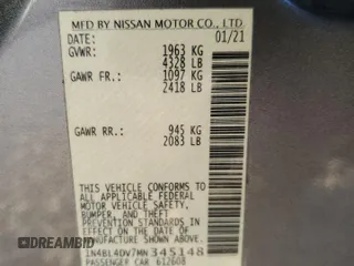 2021 Nissan Altima 2.5 SV with VIN 1N4BL4DV7MN345148, listed as a Copart auction lot 43736075 with 54,995 mi miles and Non Repairable. Bid and sale history available at carsss.com. Image 12.