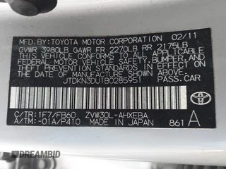 2011 Toyota Prius I with VIN JTDKN3DU1B0285951, listed as a IAAI auction lot 41963891 with 165,744 mi miles. Bid and sale history available at carsss.com. Image 9.