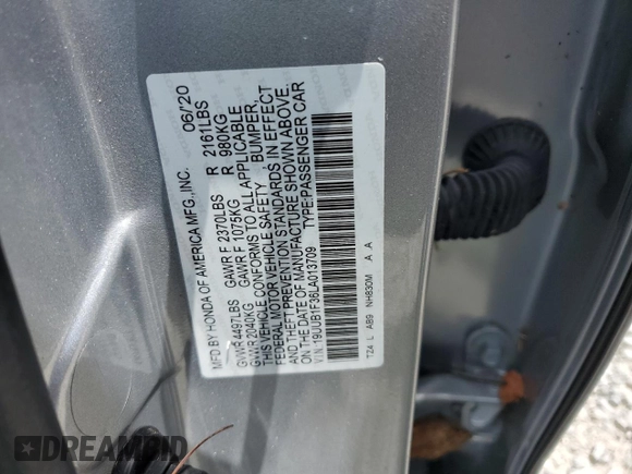 2020 Acura TLX with VIN 19UUB1F36LA013709, listed as a Copart auction lot 49624703 with 0 mi miles. Bid and sale history available at carsss.com. Image 14.