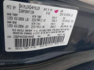 2003 Dodge Grand Caravan with VIN 1D8GP44333B108466, listed as a IAAI auction lot 41905684 with 153,464 mi miles and . Bid and sale history available at DreamBid. Image 9.