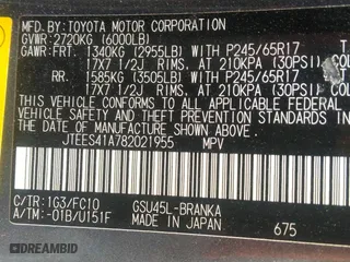 2008 Toyota Highlander with VIN JTEES41A782021955, listed as a IAAI auction lot 42008204 with 275,887 mi miles. Bid and sale history available at carsss.com. Image 9.