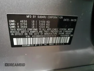 2025 Subaru Legacy Limited with VIN 4S3BWAN64S3021414, listed as a Copart auction lot 61032805 with 6 mi miles and Salvage title. Bid and sale history available at DreamBid. Image 12.