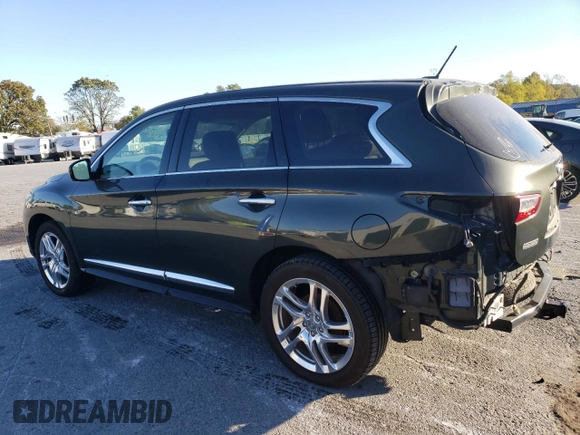 2013 Infiniti JX35 with VIN 5N1AL0MN2DC301547, listed as a Copart auction lot 75931014 with 134,695 mi miles and Salvage Title. Bid and sale history available at carsss.com. Image 2.